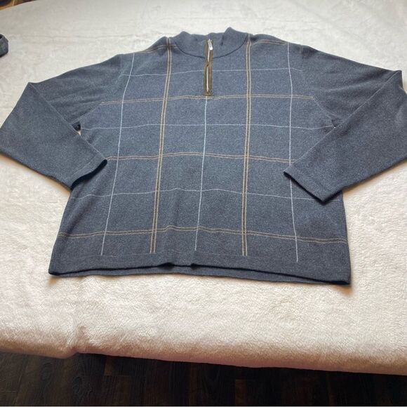 Alex Cannon 1/4 Zip 100% Cotton Long Sleeve Knit Sweater Size Large - Picture 1 of 11